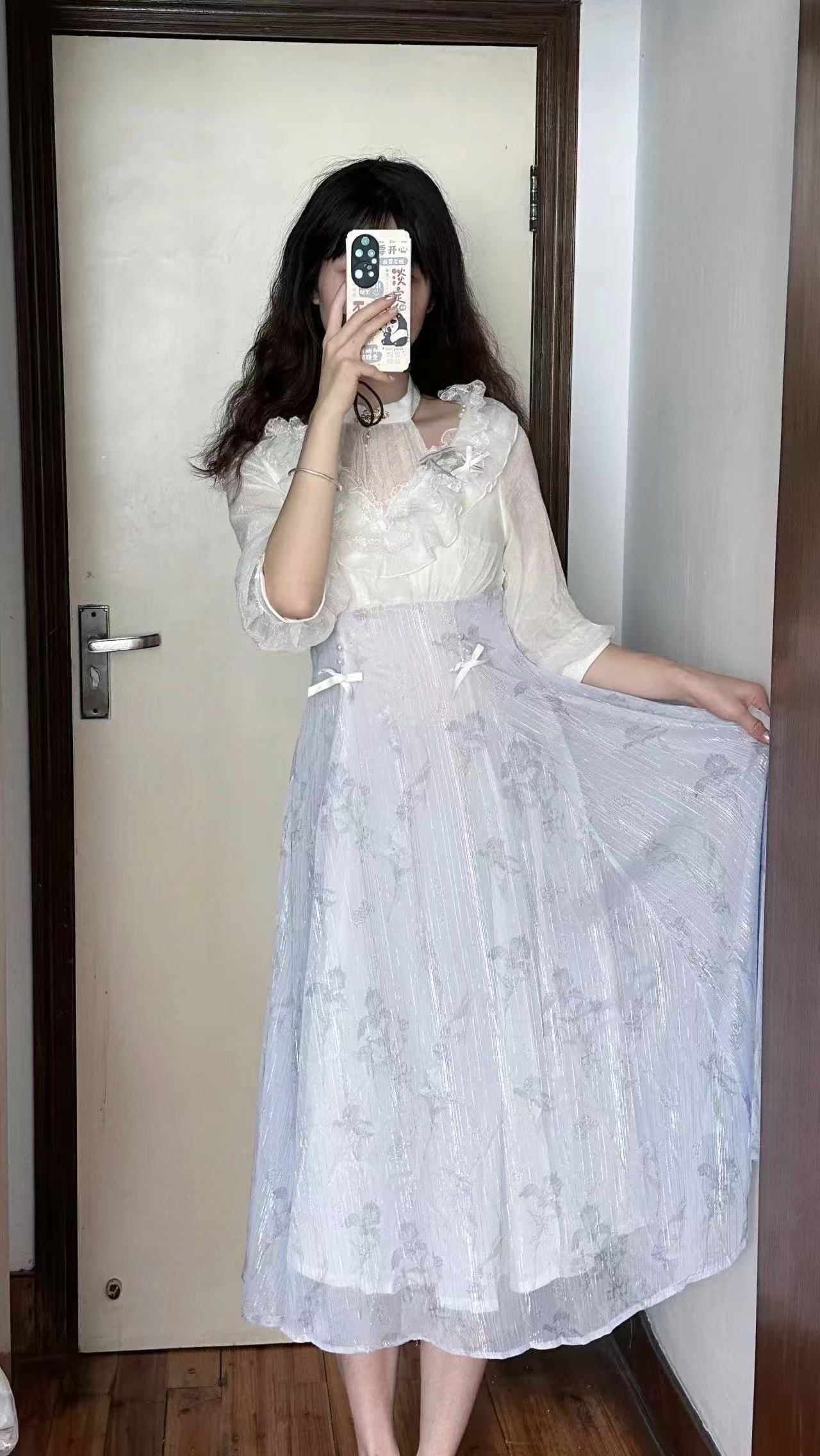 French Vintage Floral Midi Dress - Women Floral Lolita One Piece Dress