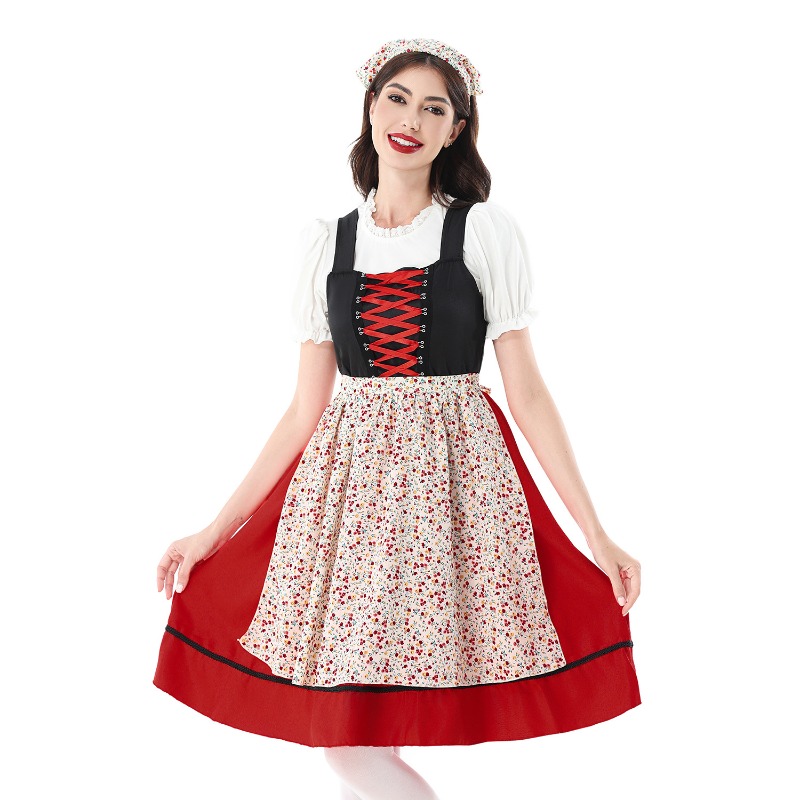 Dresses - Women Oktoberfest Costume Lace Up Midi