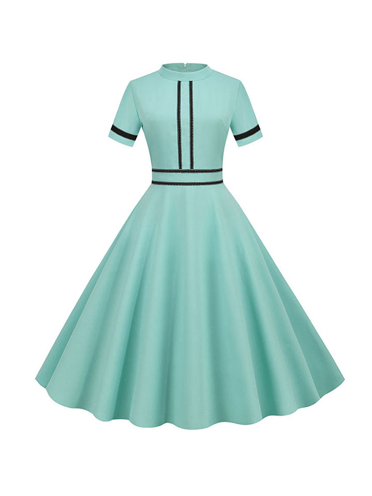 French Vintage Floral Midi Dress - Elegant Solid Women's Summer Dress Vintage