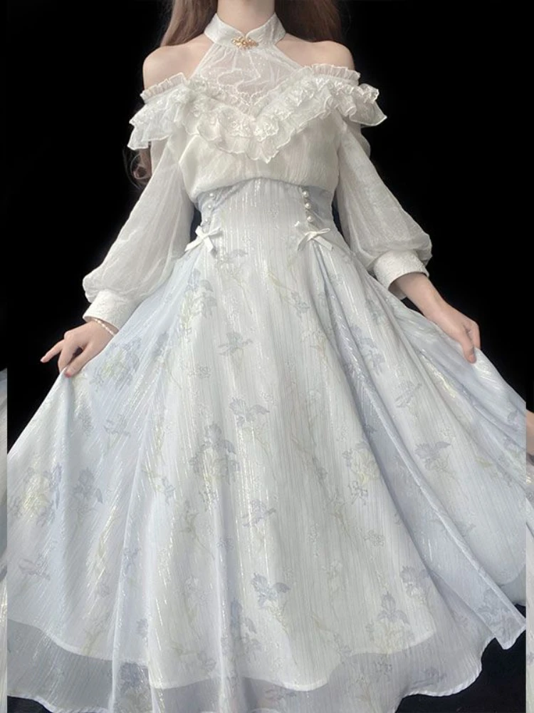 Women Floral Lolita One Piece  - French Vintage Floral Midi Dress review and price