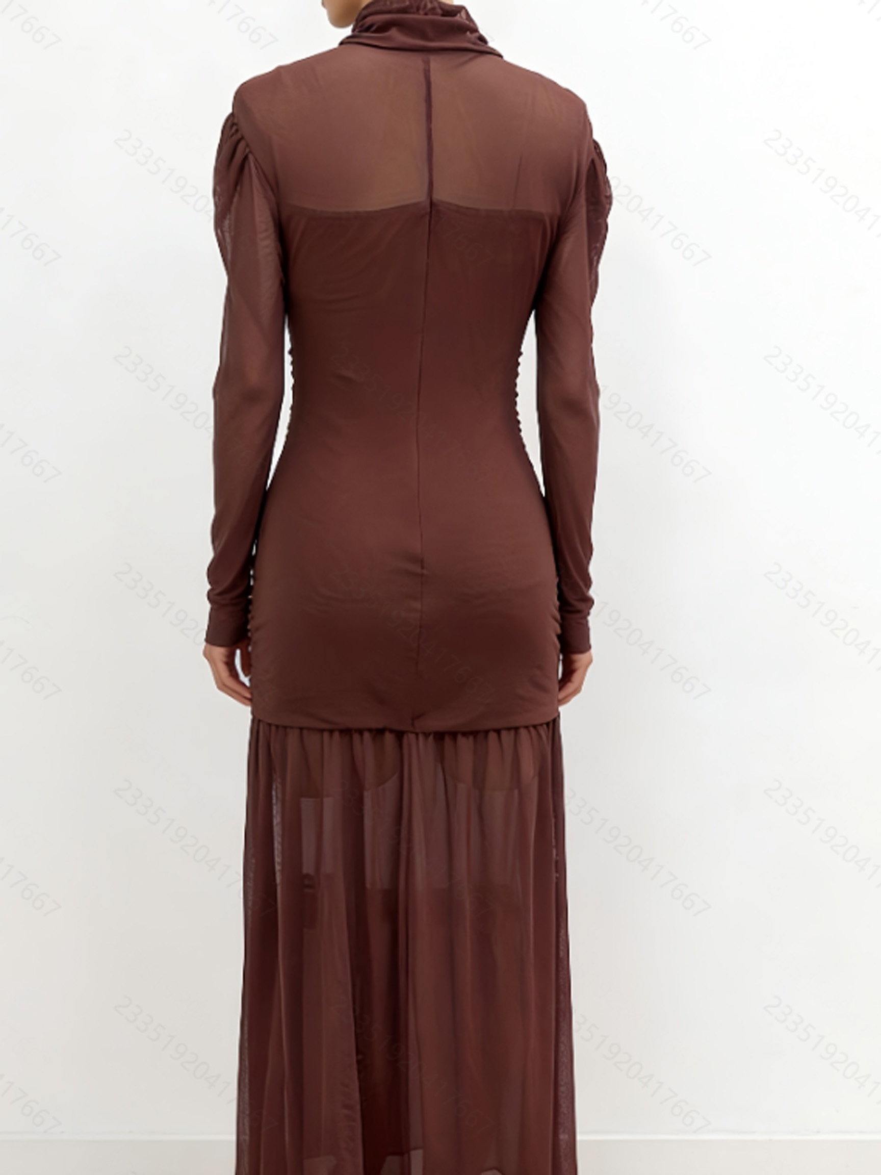 Elegant Sheer Long Sleeve High - Sexy Mesh Sheer Bodycon Dress review and price