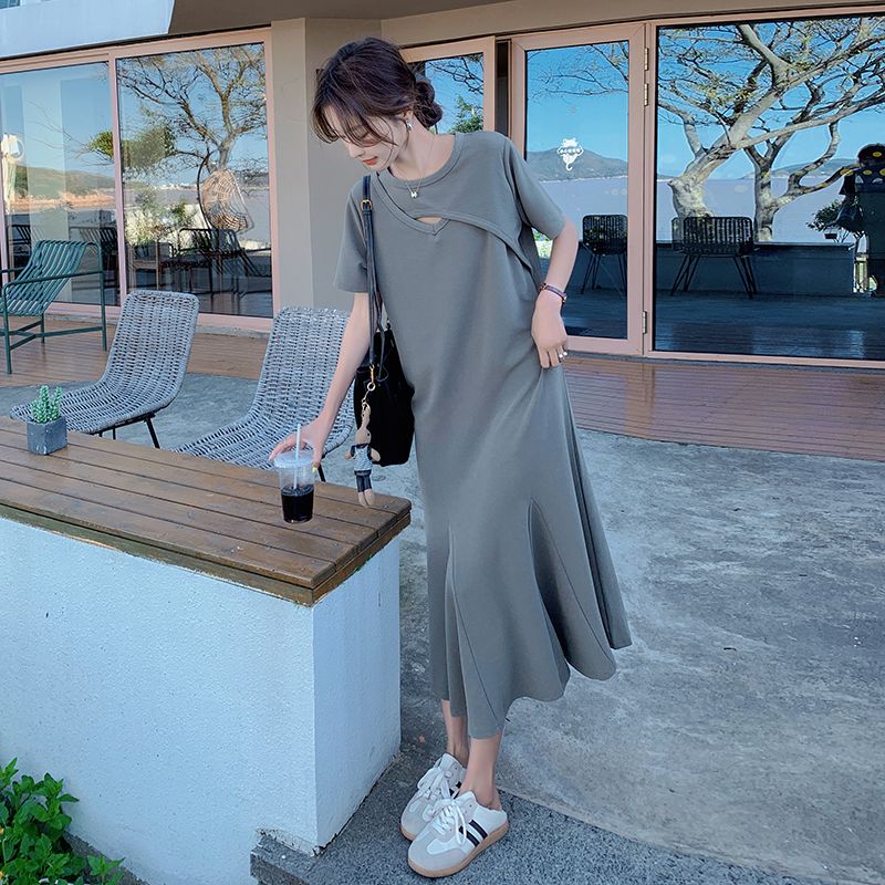 Lazy Style Hollow Out Solid Si - Korean Style A Line Shirt Dress review and price