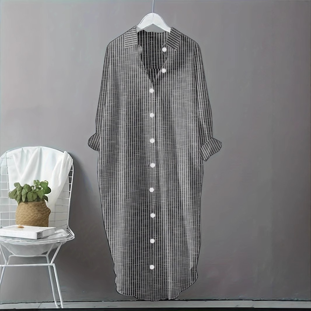 Vintage Cotton Linen Striped S - Casual Loose Linen Shirt Dress review and price