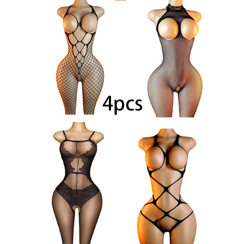 4-Piece Set: Black Cut-Out Ope - Lingerie review and price