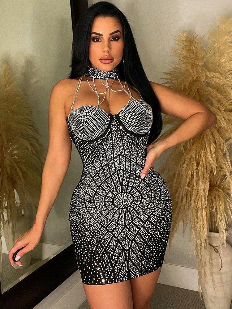 Doyerl Sparkly Rhinestones Dia - Sparkly Rhinestone Club Party Dress review and price