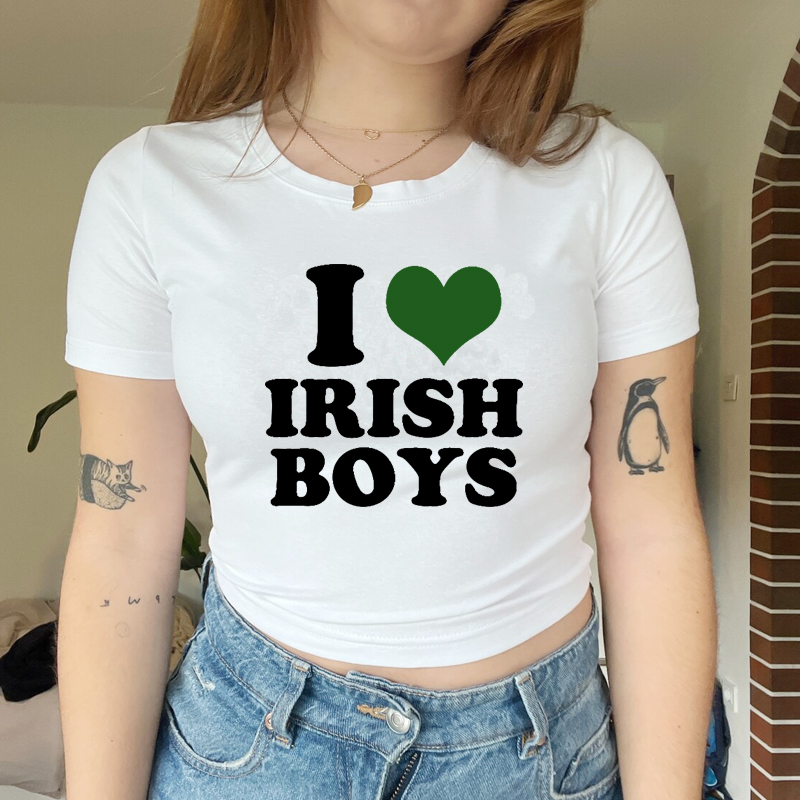 I Love Irish Boys Hip Hop Grap - Y2K Graphic Baby Tee Crop review and price