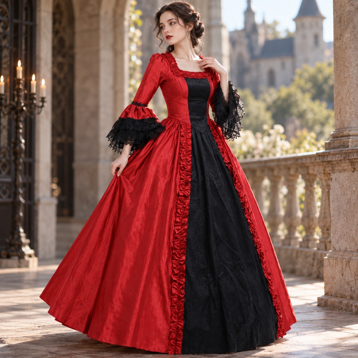 Patchwork Long Bell Sleeve Dre - Dresses review and price