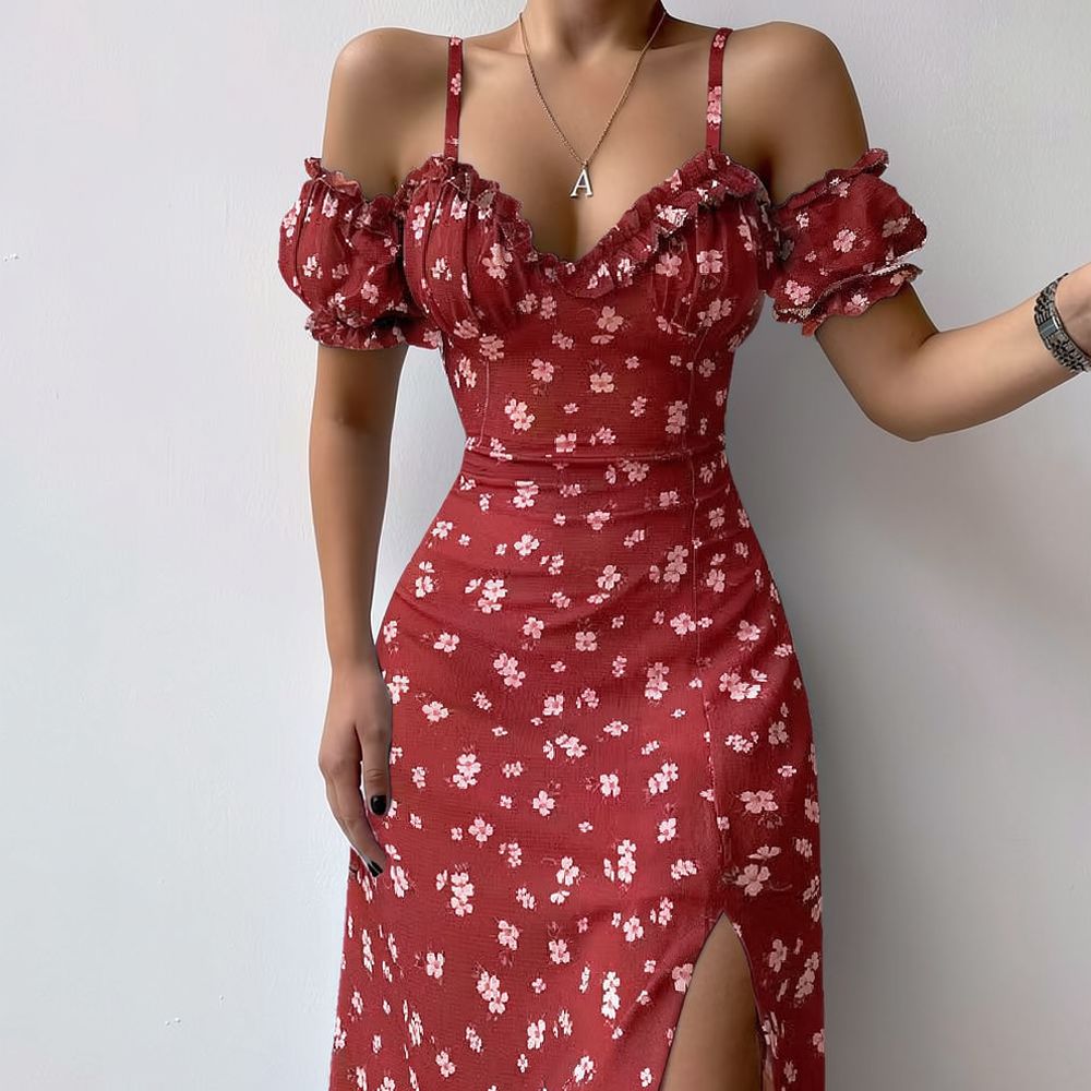 Women Summer Floral Dress Fren - French Vintage Floral Midi Dress review and price