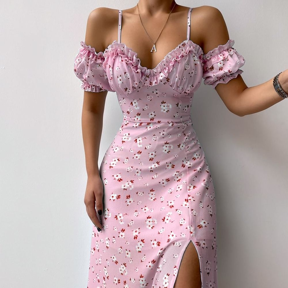 Women Summer Floral Dress Fren - French Vintage Floral Midi Dress review and price