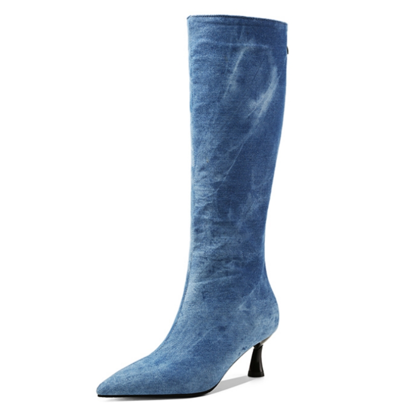 Blue Jeans Knee High Boots Wom - Jeans review and price
