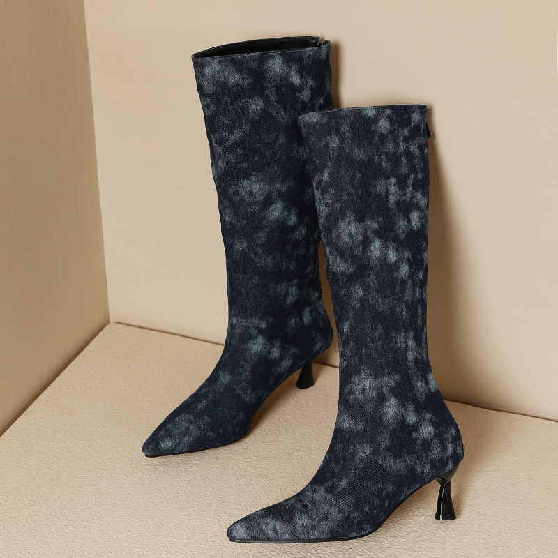 Blue Jeans Knee High Boots Wom - Jeans review and price