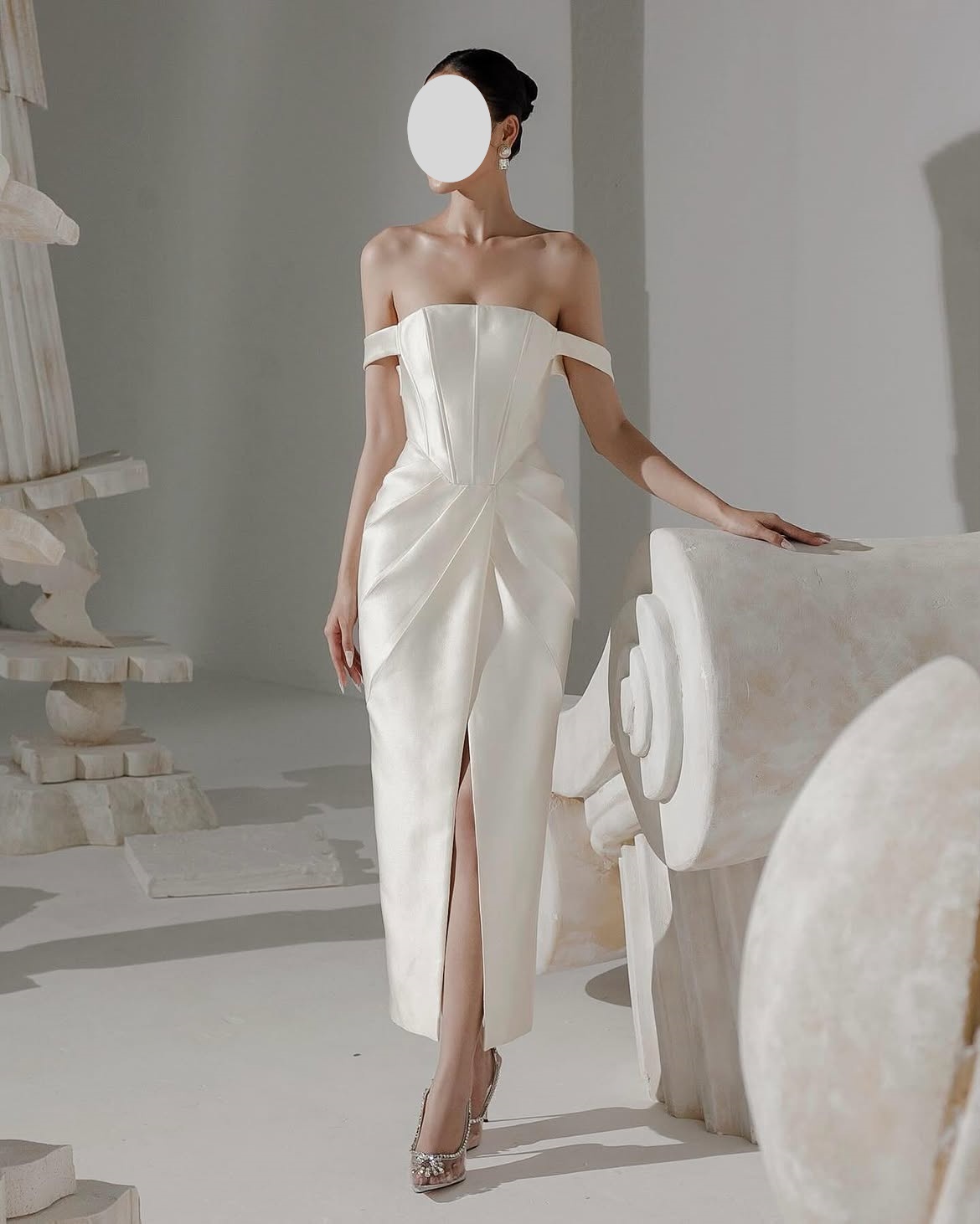 QR Customized Sheath Off The S - Elegant Satin Evening Gown Split review and price