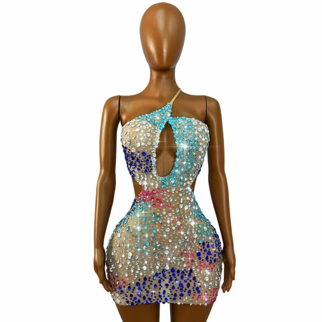 Sparkly Colorful Rhinestones W - Sparkly Rhinestone Club Party Dress review and price