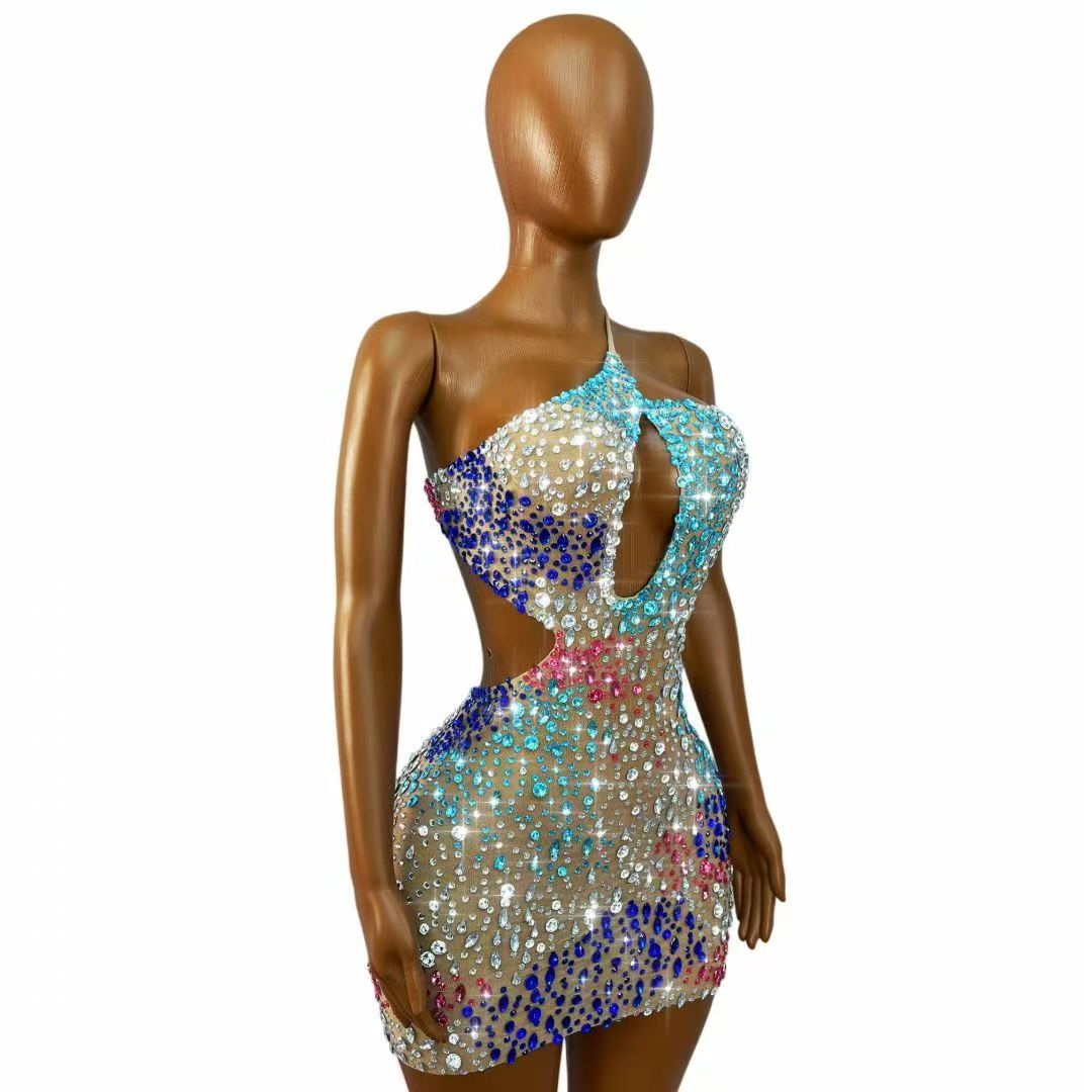 Sparkly Colorful Rhinestones W - Sparkly Rhinestone Club Party Dress review and price