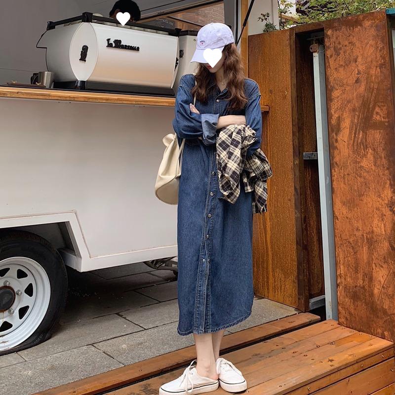 2026 New Women Denim Shirt Dre - Korean Style A Line Shirt Dress review and price