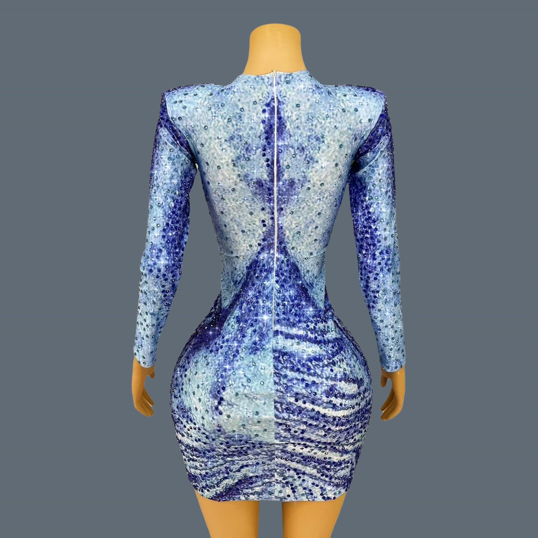 Fashion Sparkly Blue Rhineston - Sparkly Rhinestone Club Party Dress review and price