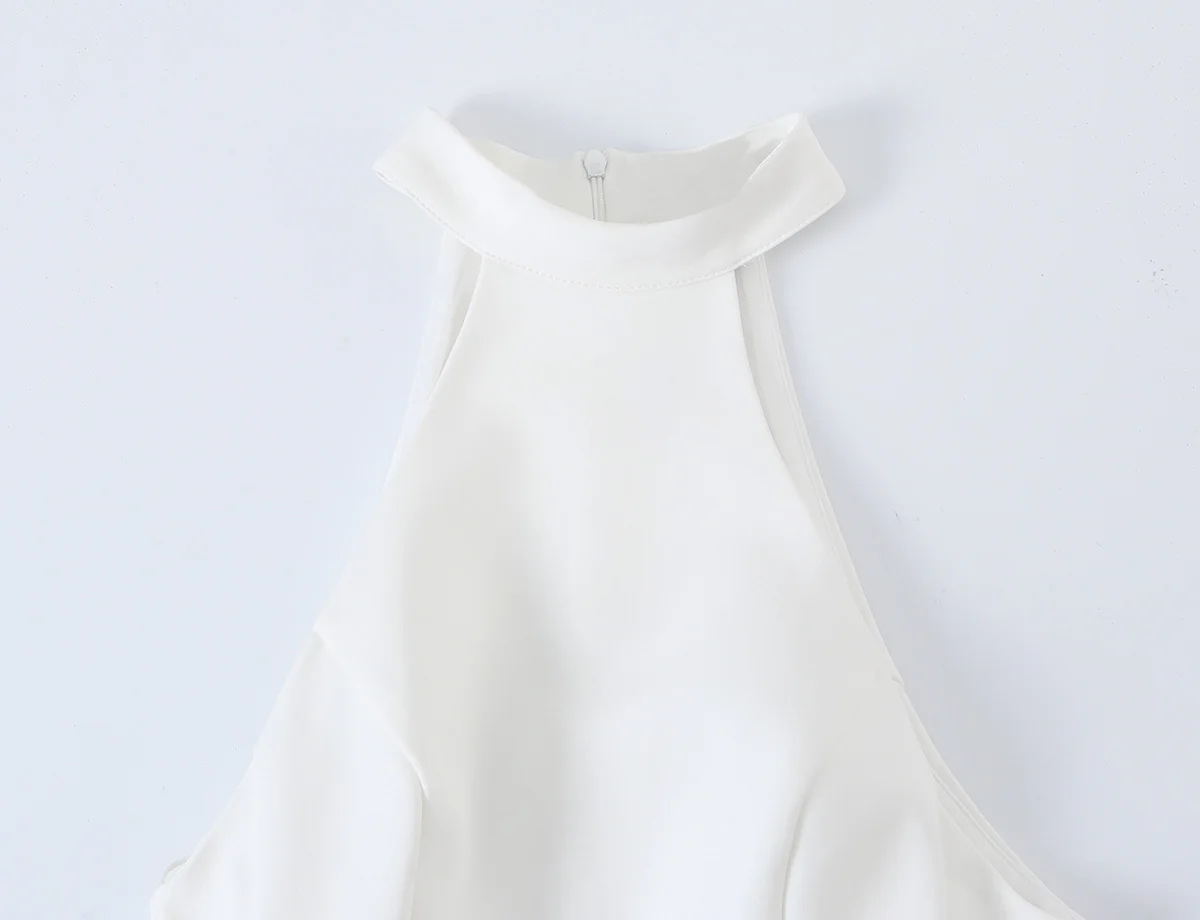 Women White High Neck Halter M - Y2K Backless Halter Mini Dress review and price