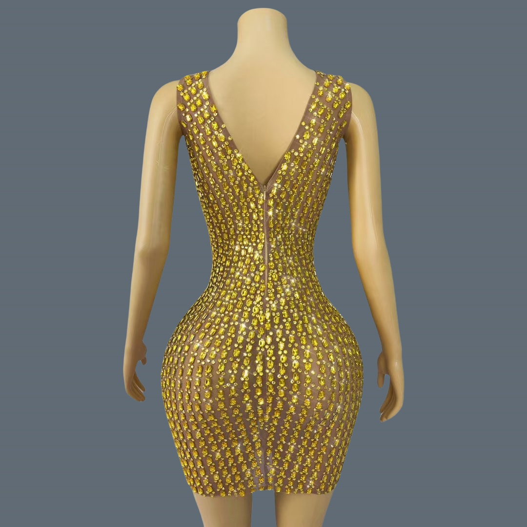 New Sexy Hollow out Mini Dress - Sparkly Rhinestone Club Party Dress review and price