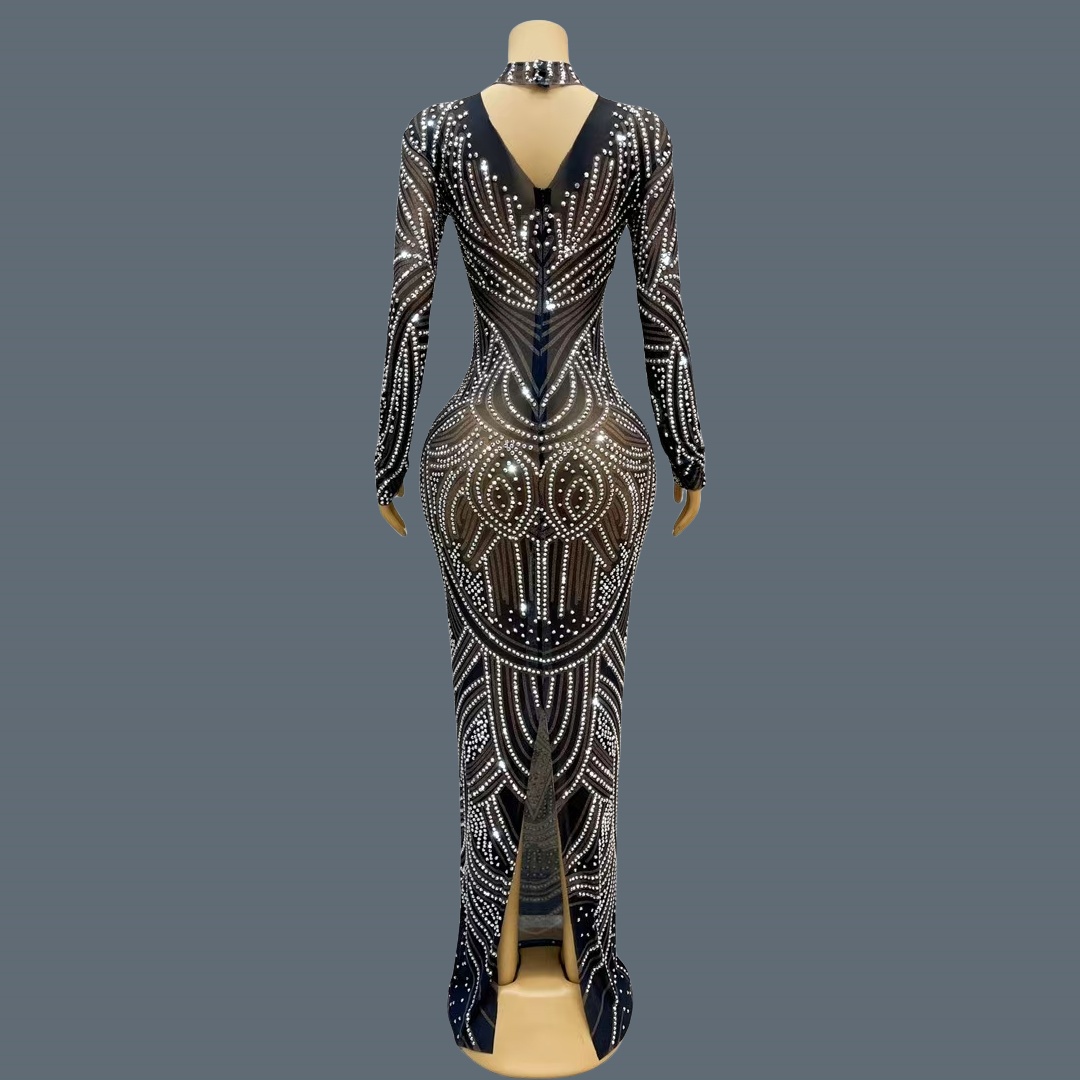 Black New Style Sparkly Rhines - Sparkly Rhinestone Club Party Dress review and price