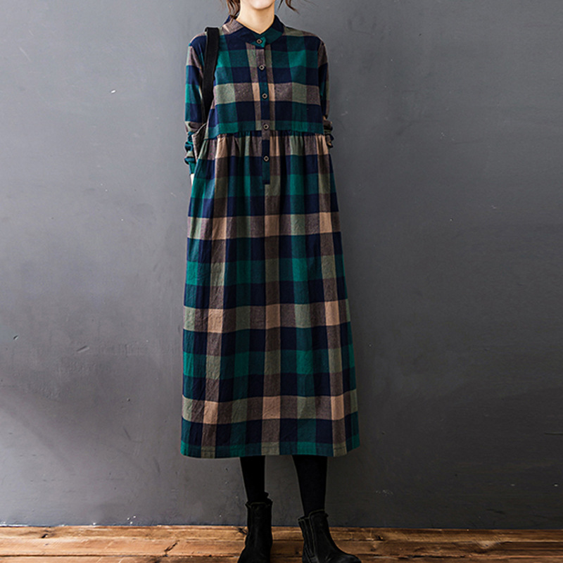 Women Autumn New Vintage Mori  - Casual Loose Linen Shirt Dress review and price