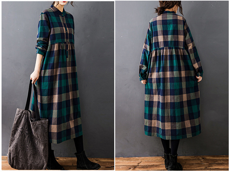 Women Autumn New Vintage Mori  - Casual Loose Linen Shirt Dress review and price