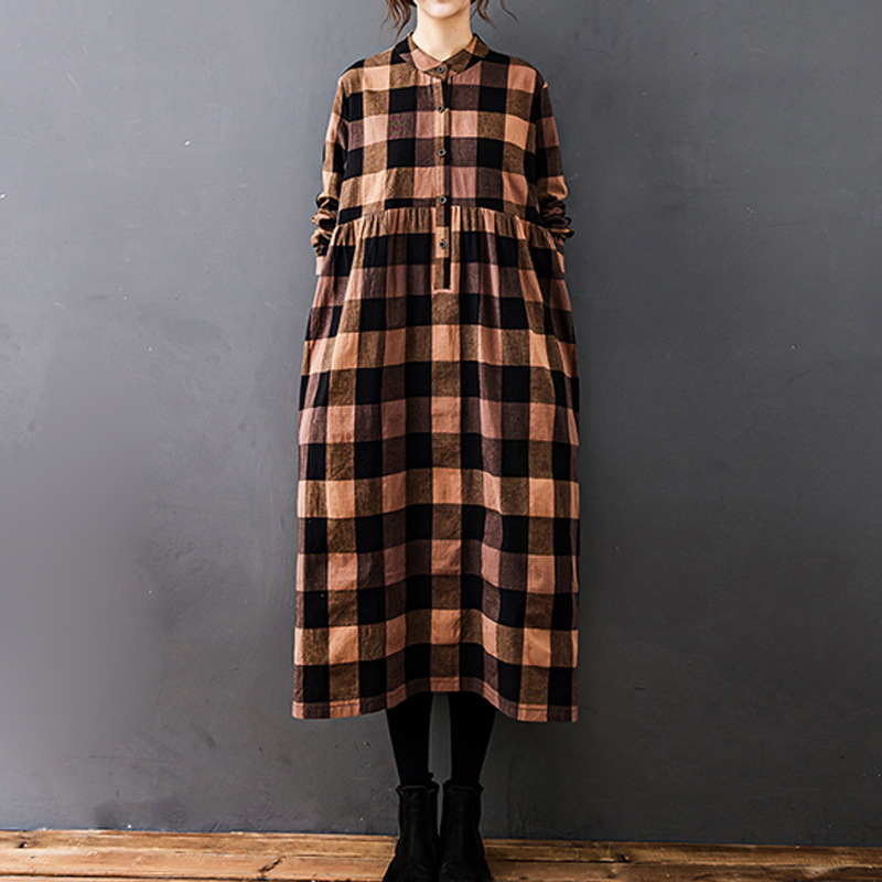 Women Autumn New Vintage Mori  - Casual Loose Linen Shirt Dress review and price