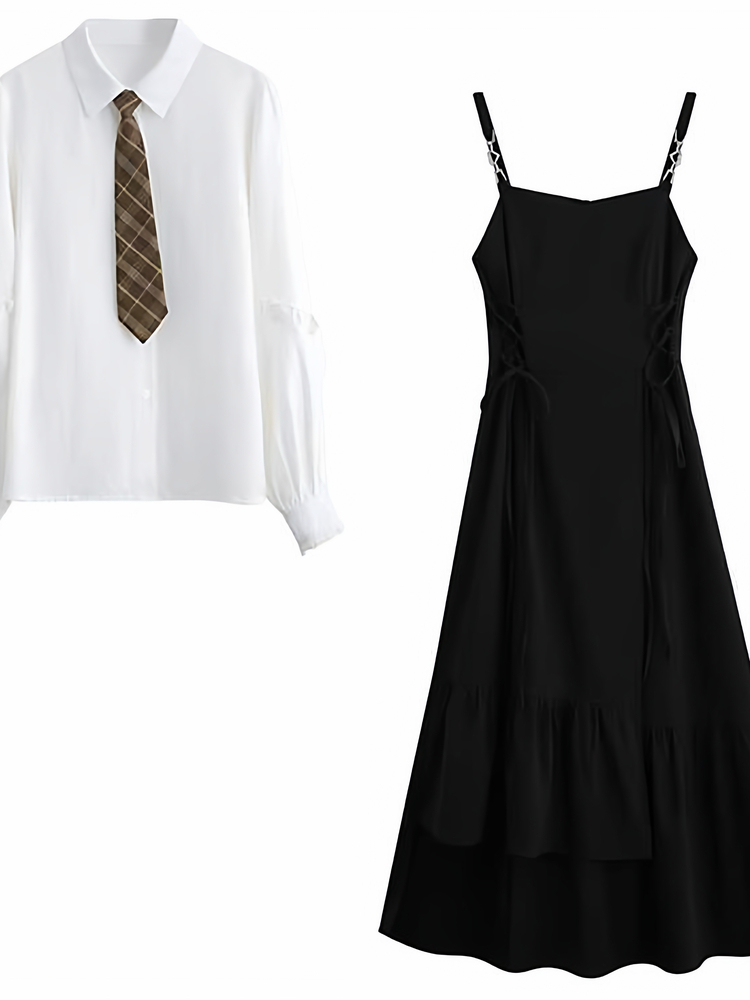 Korean College Style Jk Unifor - Korean Style A Line Shirt Dress review and price