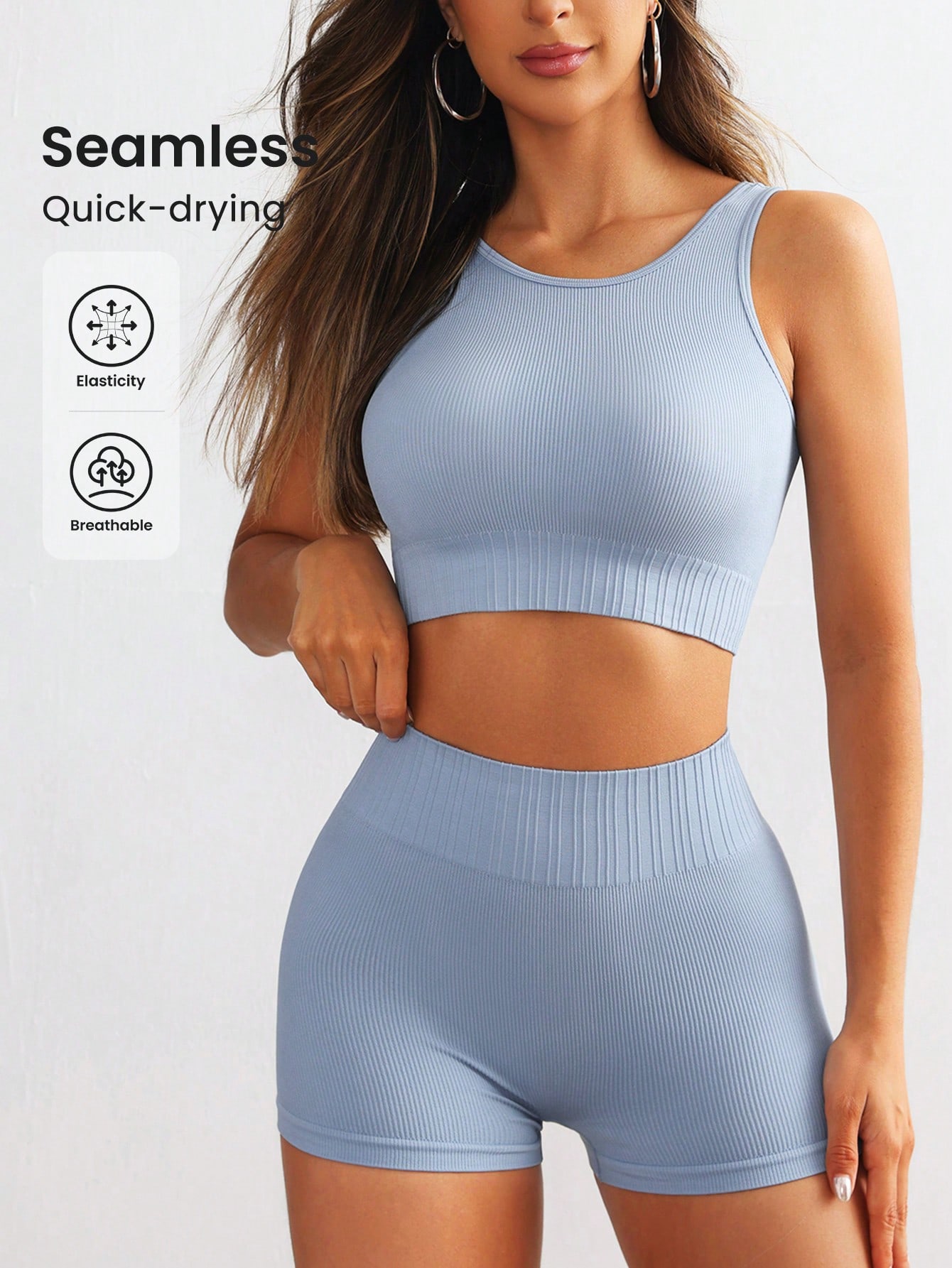 Women Seamless Ribbed Yoga Set - Seamless Ribbed Workout Tank Top review and price